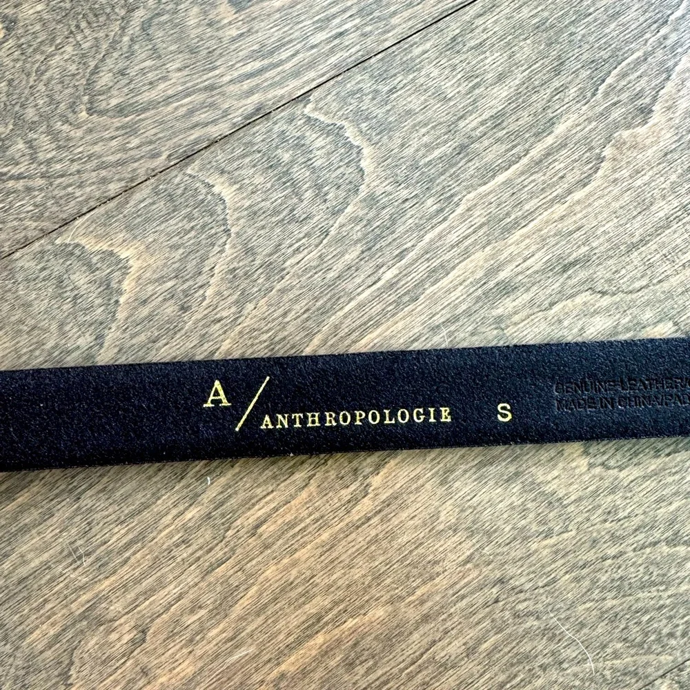 Anthropologie Basic Keeper Brown Leather Gold Tone Metal Belt Size Small NWT_7